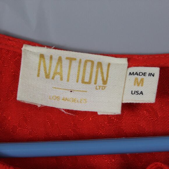 Nation Ltd Dress Medium Liza Trapeze Mini Tiered Cottagecore Boho Babydoll Red - Picture 6 of 11